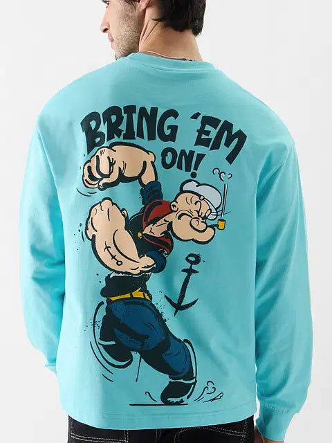 Popeye Bring Em On Oversized Full Sleeve T-Shirts
