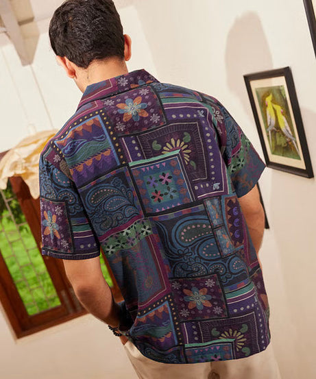 Dark Paisley Half Sleeve Shirts
