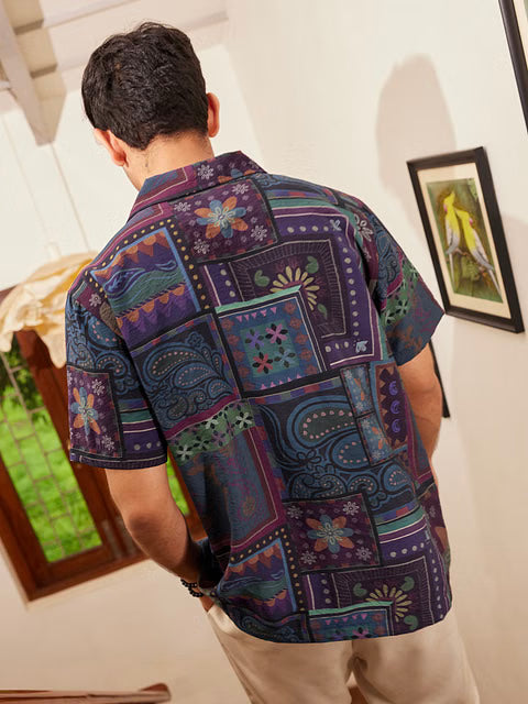 Dark Paisley Half Sleeve Shirts