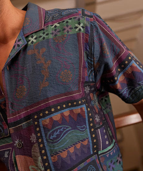 Dark Paisley Half Sleeve Shirts