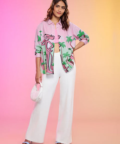Pink Panther Pink City Women Boyfriend Shirts