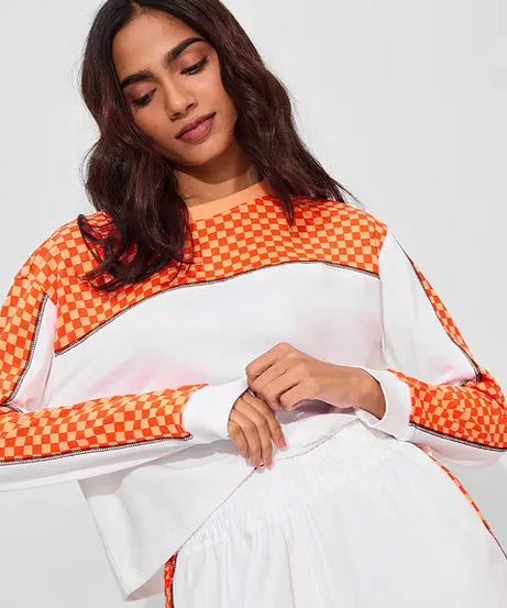 Orange Racer Women Oversized Cropped T-Shirts