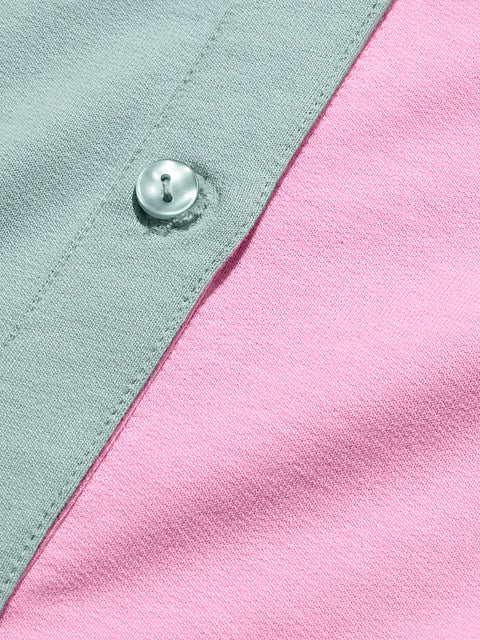 Solids Pink, Green Colourblock Women Boyfriend Shirts