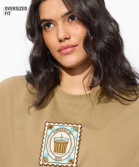 Chai Tea Stamp Women Oversized T-Shirts