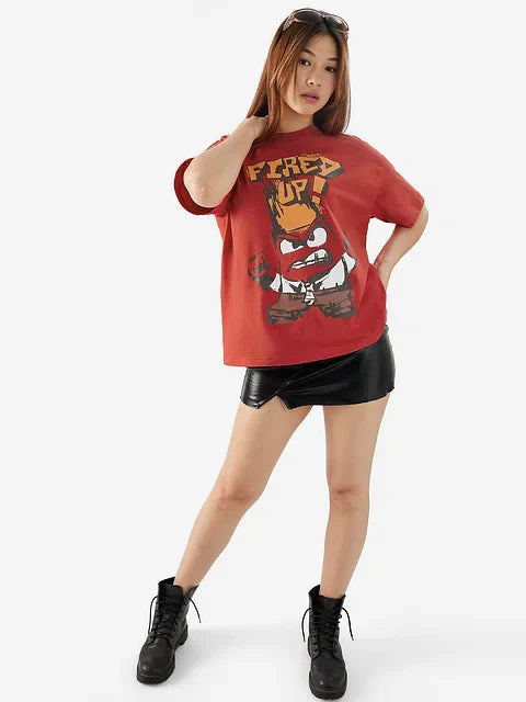 Inside Out Fired Up Women Oversized T-Shirts