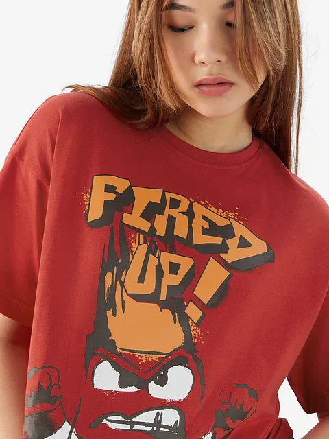 Inside Out Fired Up Women Oversized T-Shirts