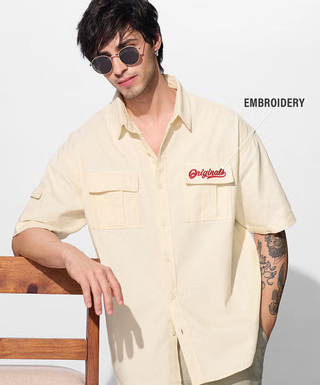 Solids Classic Off-White Oversized Shirts