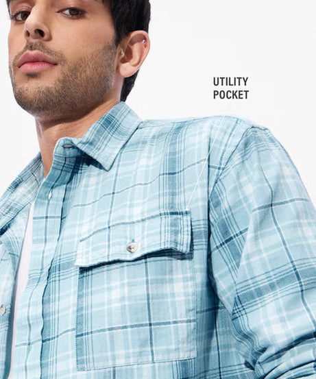 Plaid Streams Men Utility Shirts