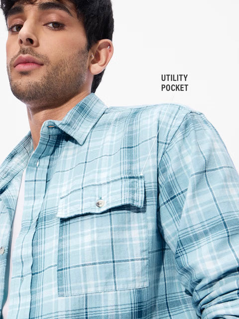 Plaid Streams Men Utility Shirts