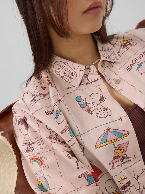 Peanuts Beach Bum Women Boyfriend Shirts