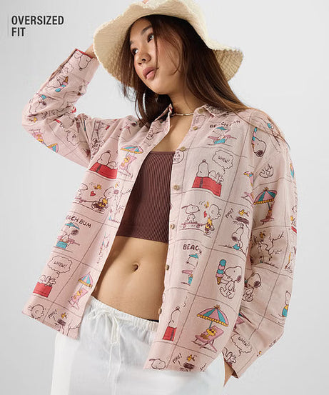 Peanuts Beach Bum Women Boyfriend Shirts