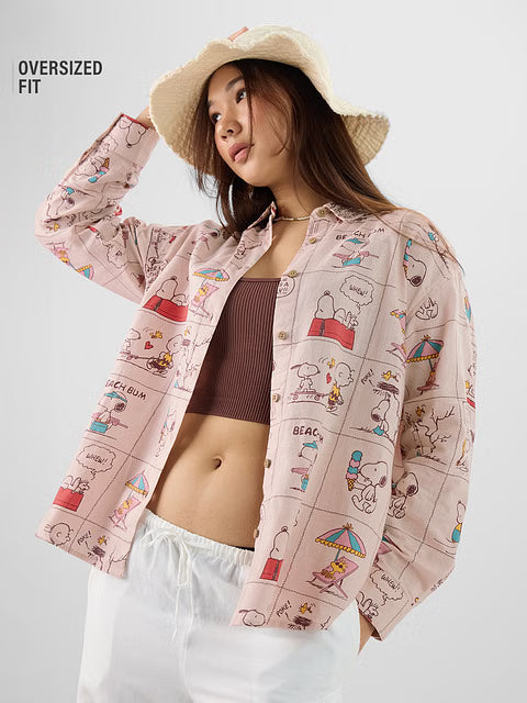Peanuts Beach Bum Women Boyfriend Shirts