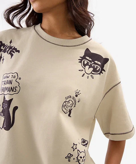 Ted The Stoner Cat Displaced Women Oversized T-Shirts