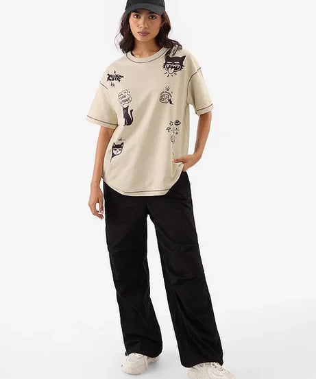 Ted The Stoner Cat Displaced Women Oversized T-Shirts