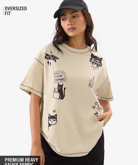 Ted The Stoner Cat Displaced Women Oversized T-Shirts