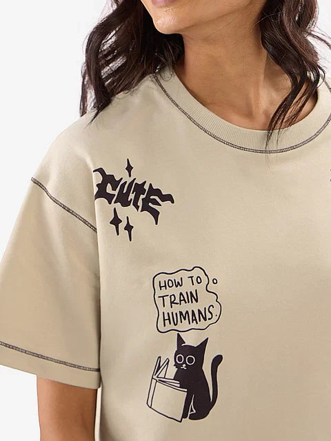 Ted The Stoner Cat Displaced Women Oversized T-Shirts