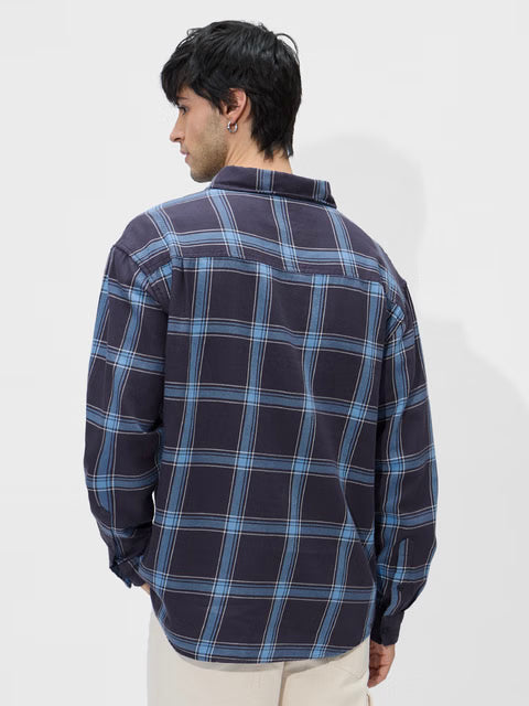 Plaid Blue Men Utility Shirts