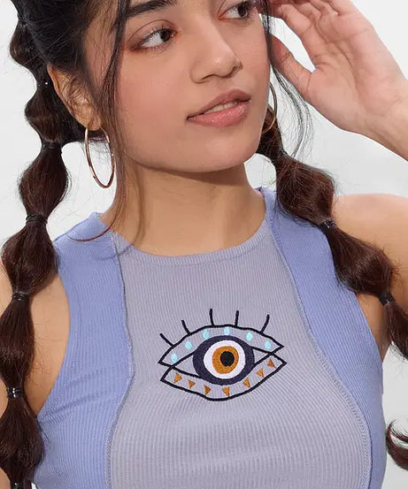 Evil Eye Baby Tee Cropped Tank Tops