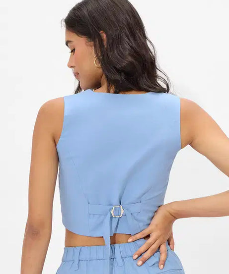 Cotton Linen Vest Women Cropped Tops