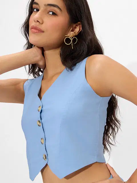 Cotton Linen Vest Women Cropped Tops