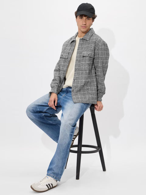 Houndstooth Pattern Men Shackets