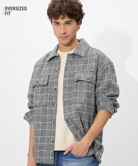 Houndstooth Pattern Men Shackets