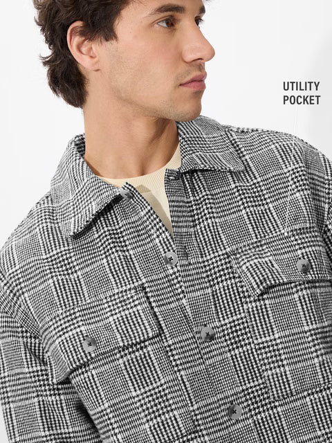 Houndstooth Pattern Men Shackets