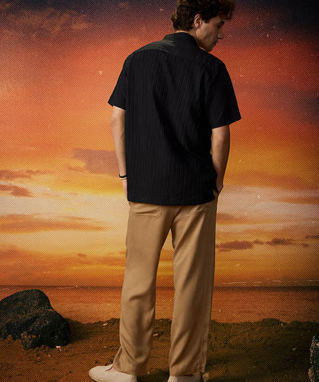 Solids Black Men Textured Shirts