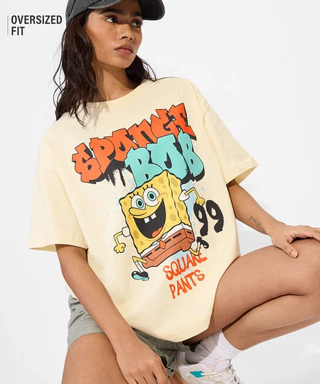 SpongeBob Meh Women Oversized T-Shirts