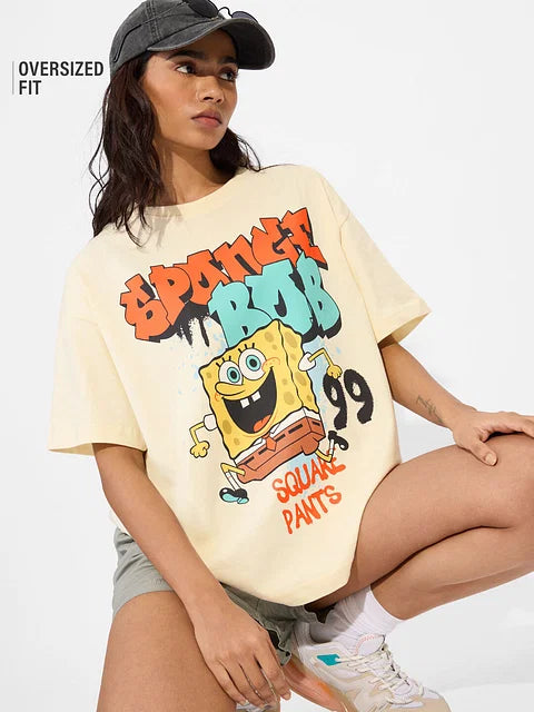SpongeBob Meh Women Oversized T-Shirts