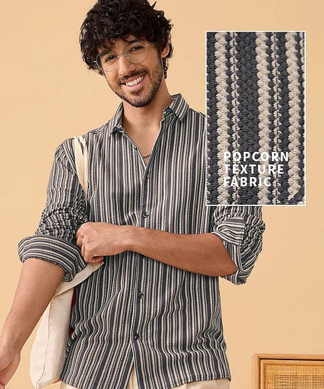 Stripes Grey And White Knit Shirts