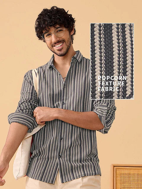 Stripes Grey And White Knit Shirts