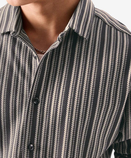 Stripes Grey And White Knit Shirts