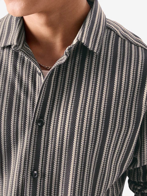Stripes Grey And White Knit Shirts