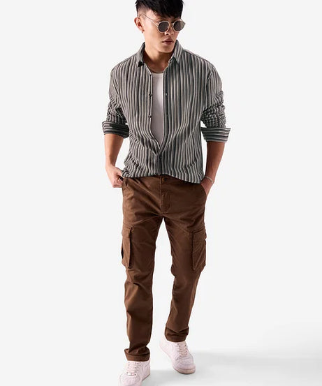 Stripes Grey And White Knit Shirts