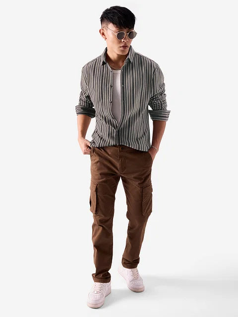 Stripes Grey And White Knit Shirts