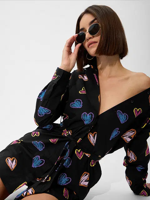 Hearts Women Shirt Dresses