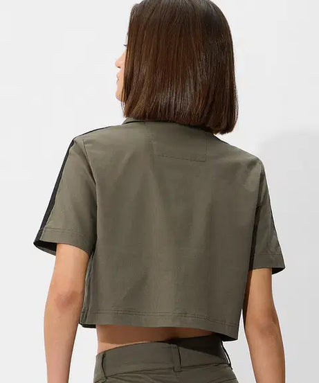 Olive Women Cropped Tops
