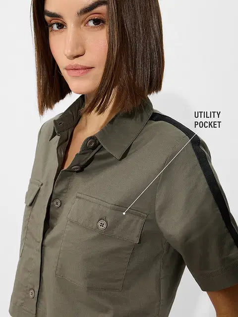 Olive Women Cropped Tops