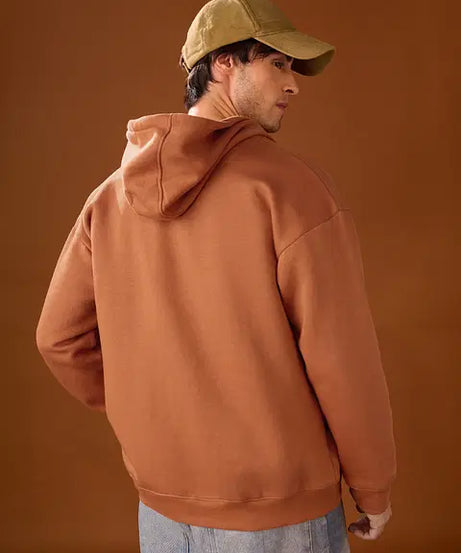 Solids Warm Coral Men Oversized Hoodies