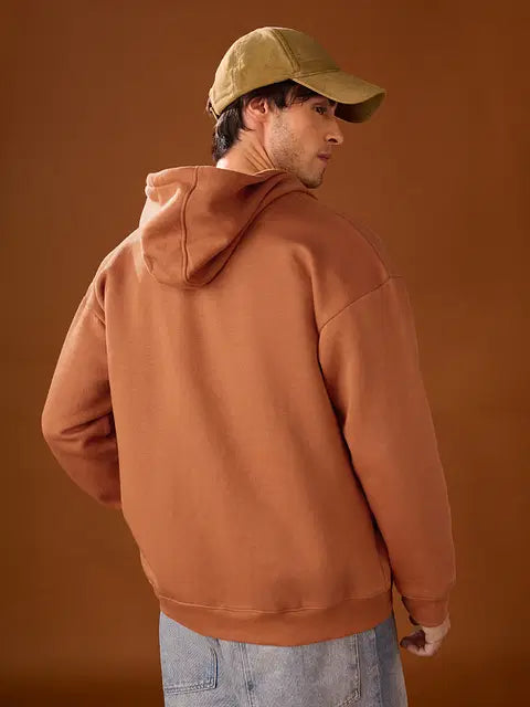 Solids Warm Coral Men Oversized Hoodies