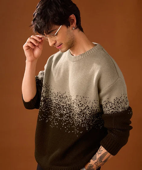 Ombre Classic Brown Oversized Pullovers Tshirt