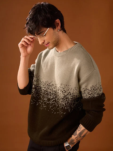 Ombre Classic Brown Oversized Pullovers Tshirt