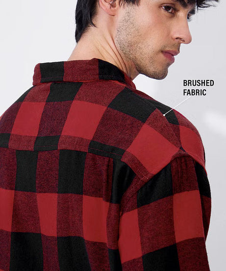 Plaid Black And Red Men Relaxed Shirts