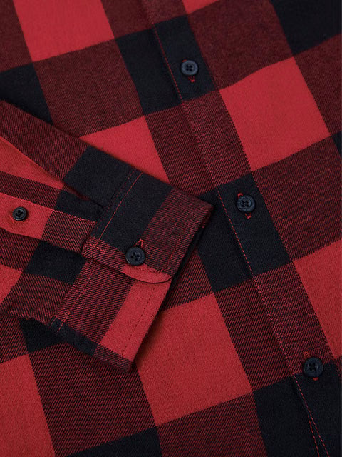 Plaid Black And Red Men Relaxed Shirts