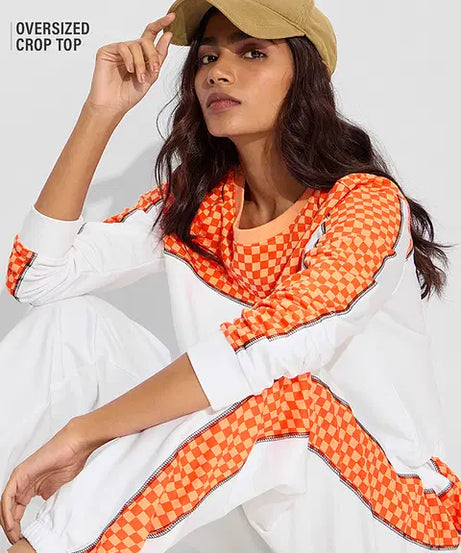 Orange Racer Women Oversized Cropped T-Shirts