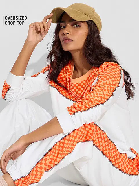 Orange Racer Women Oversized Cropped T-Shirts