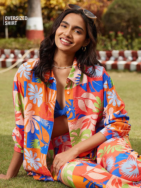 Leafy Charm Women Boyfriend Shirts