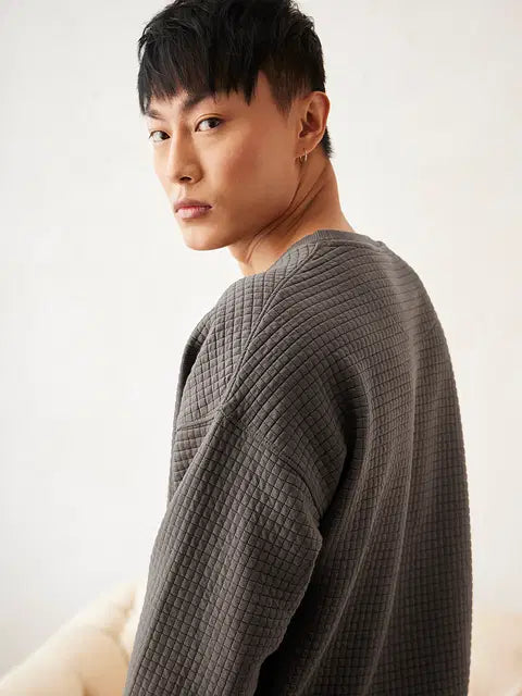 Textured Oakwood Men Oversized Sweatshirts