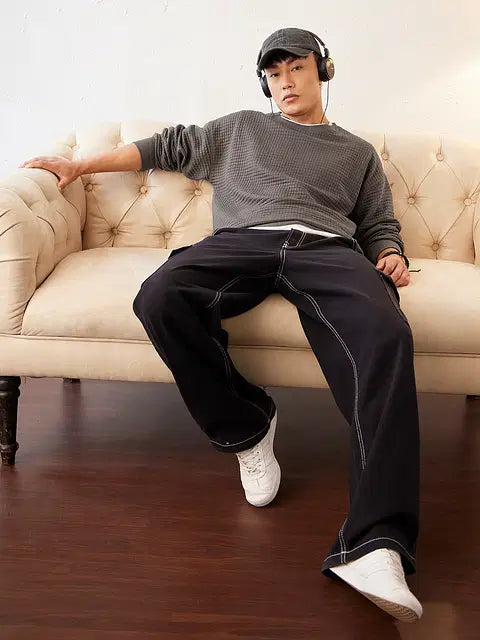 Textured Oakwood Men Oversized Sweatshirts